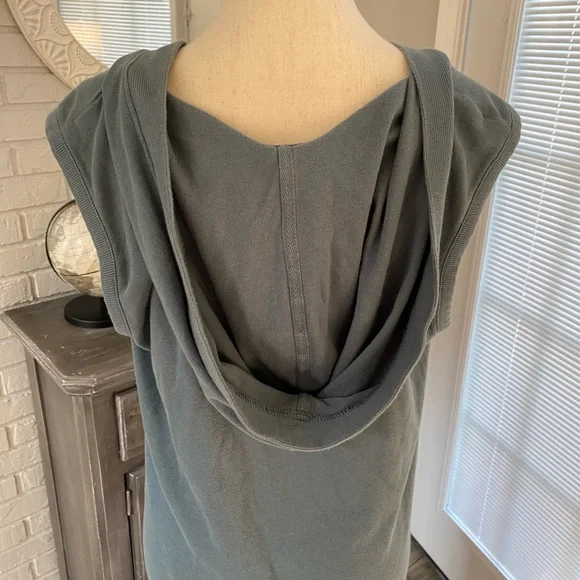 Pact Airplane Tank Dress Hooded Sage Green Pockets Organic Cotton Athleisure - Picture 6 of 14